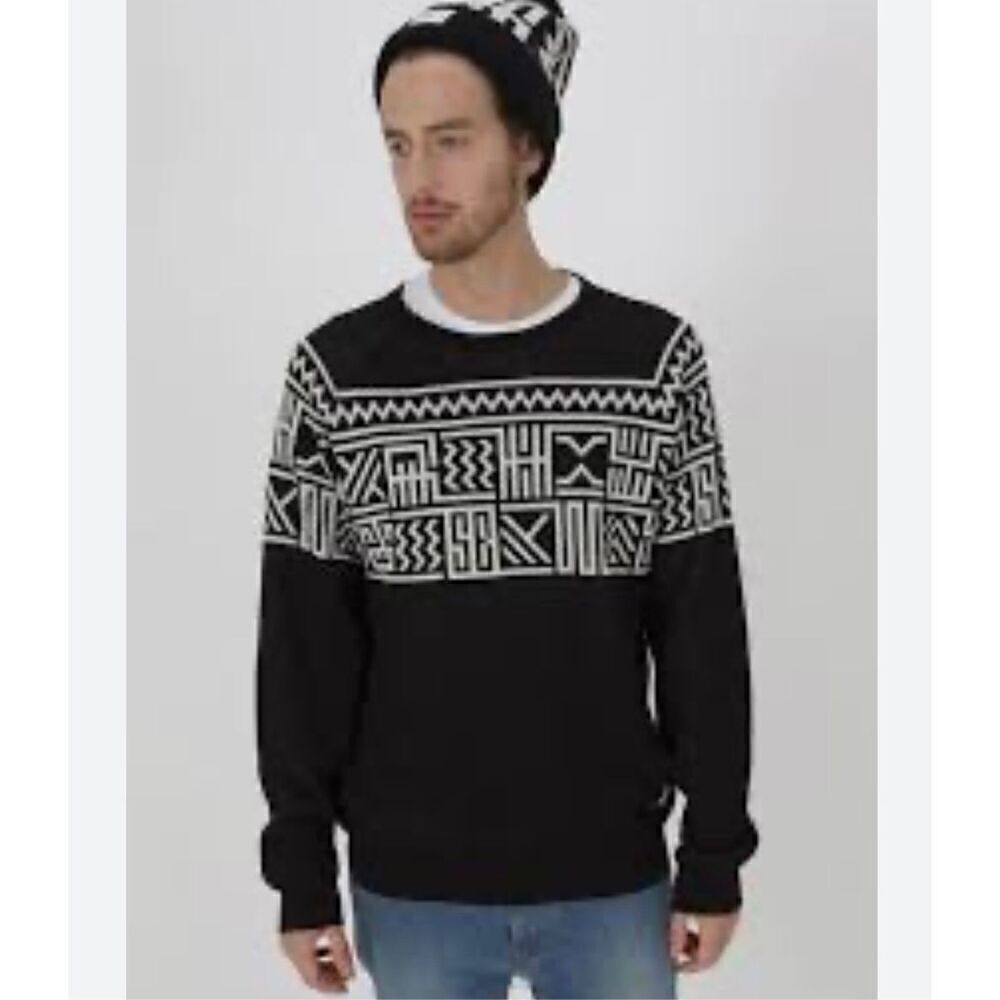 Men’s DeFacto Carpe Diem Crewneck Sweater, Medium. Blacl